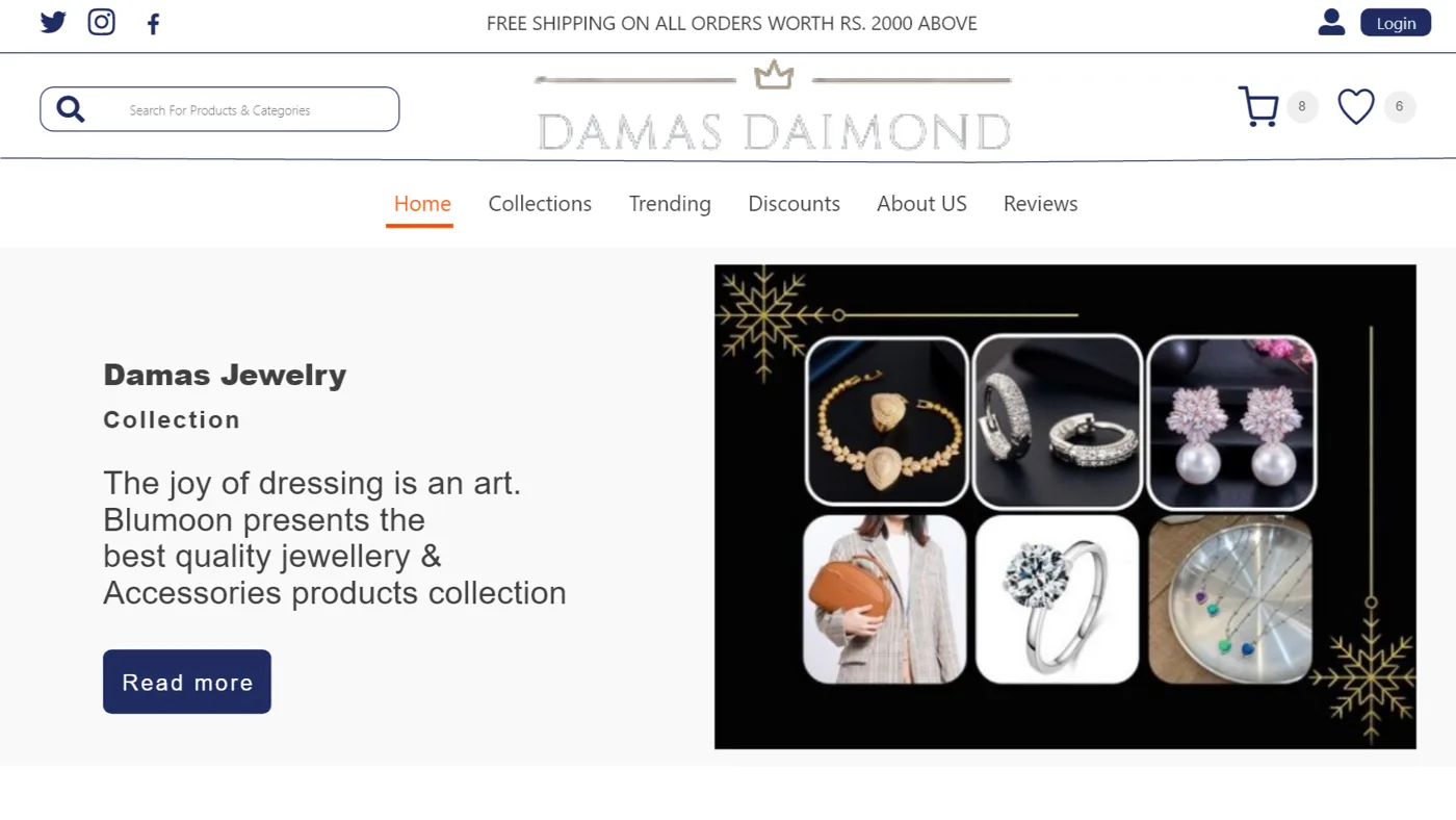 Damas Diamond Jewelry website